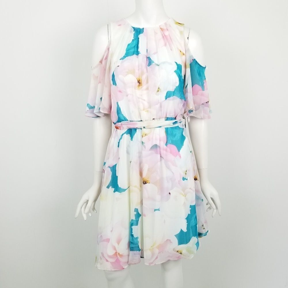 NWT Calvin Klein Floral Cold Shoulder Dress